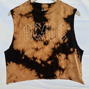 AC/DC Women's Tie-Dye Muscle Tee - Black and Brown